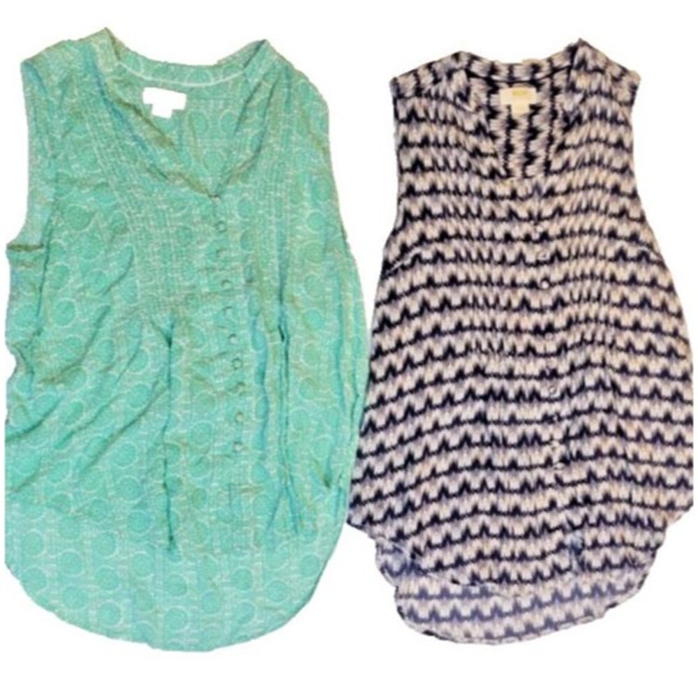 Maeve by Anthropologie lot of 2 blouses shirts medium sleeveless button down